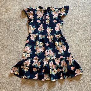 Janie & Jack Navy with Pink Floral Sleeveless Dress, Sz 10